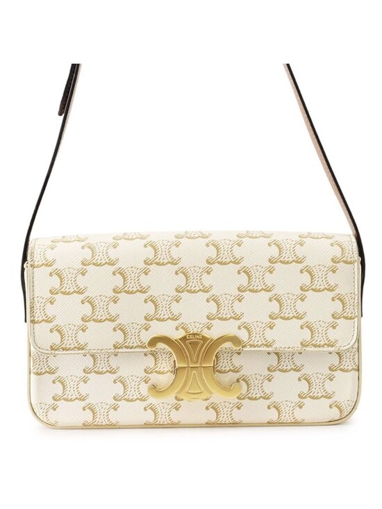 Celine Handbags - Celine Shoulder Bag Triomphe Claude Calfskin White
